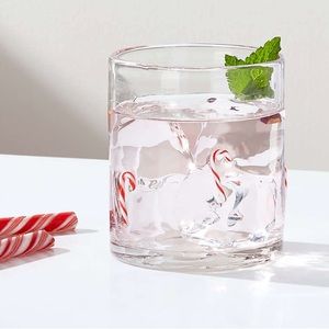 Crate&Barrel candy cane double old-fashioned glasses Christmas holiday